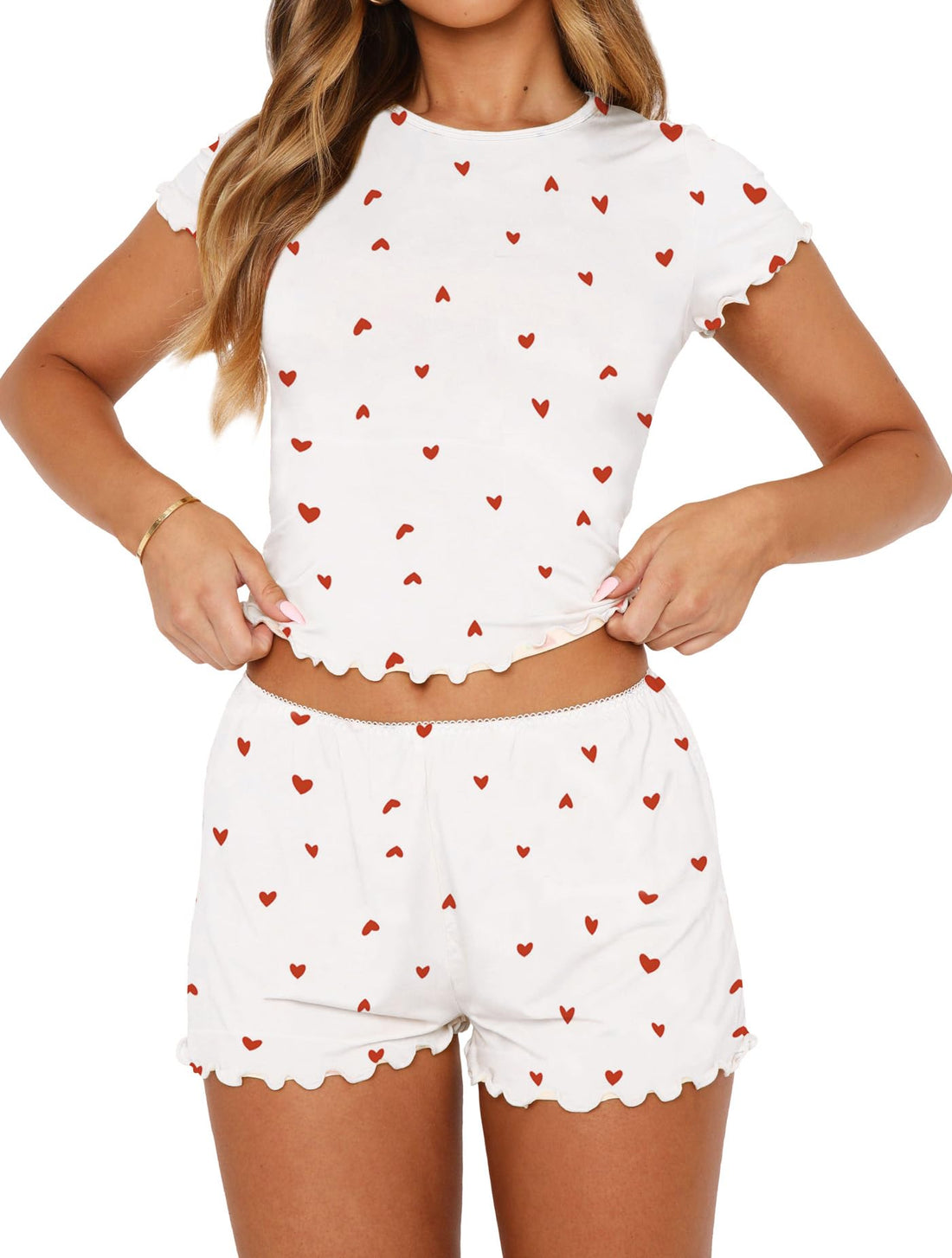 Cute Floral 2-Piece Short Sleeve Pajama Set for Women - Summer Y2K Sleepwear.