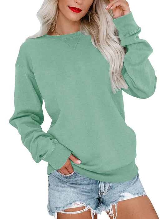 Women's Casual Round Neck Sweatshirt Long Sleeve Pullover Hoodie Top.