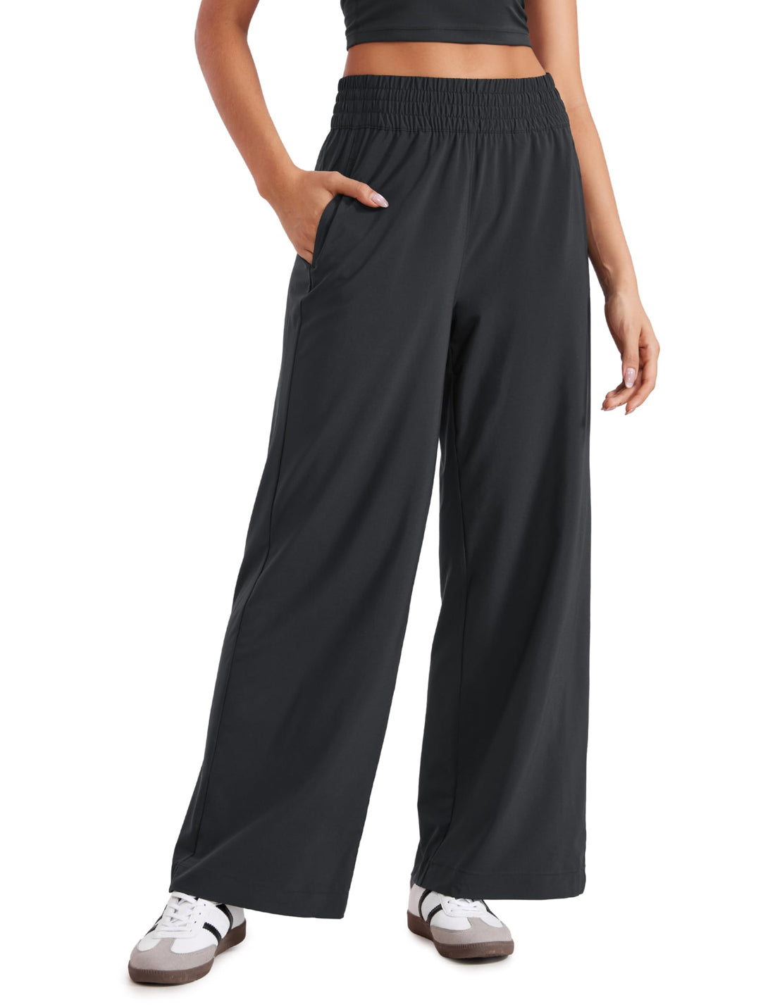 CRZ YOGA Lightweight Wide Leg Pants for Women 30⁘ High Waisted Casual Lounge Travel Work Pants with Pockets Loose Fit ...