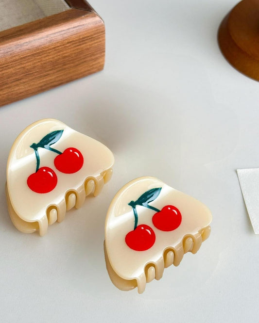 Cute Hair Clips for Women in Cherry Pattern Design Two-pack hair clips.