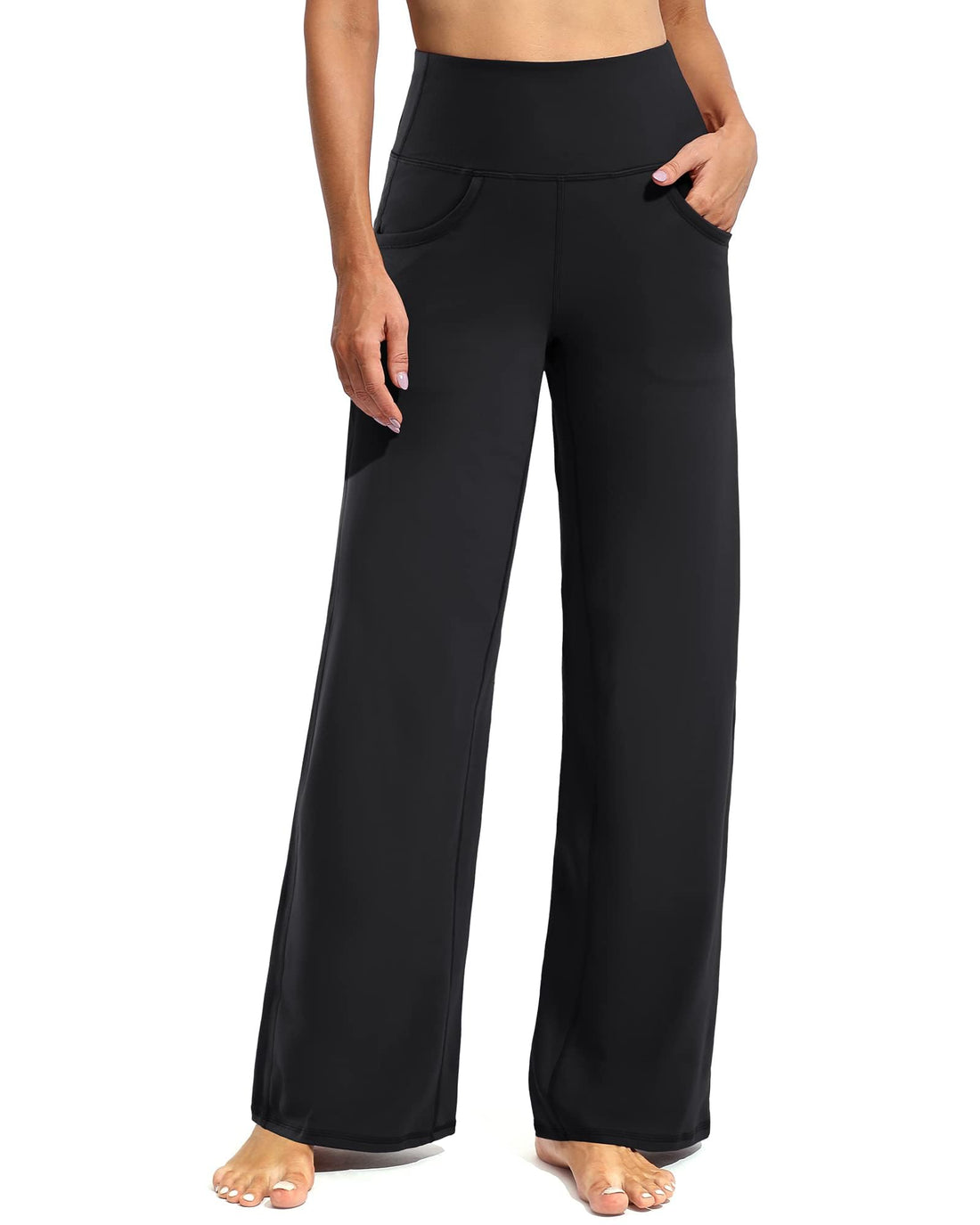 Comfortable Women's Wide Leg Yoga Pants with Pockets and Pockets.