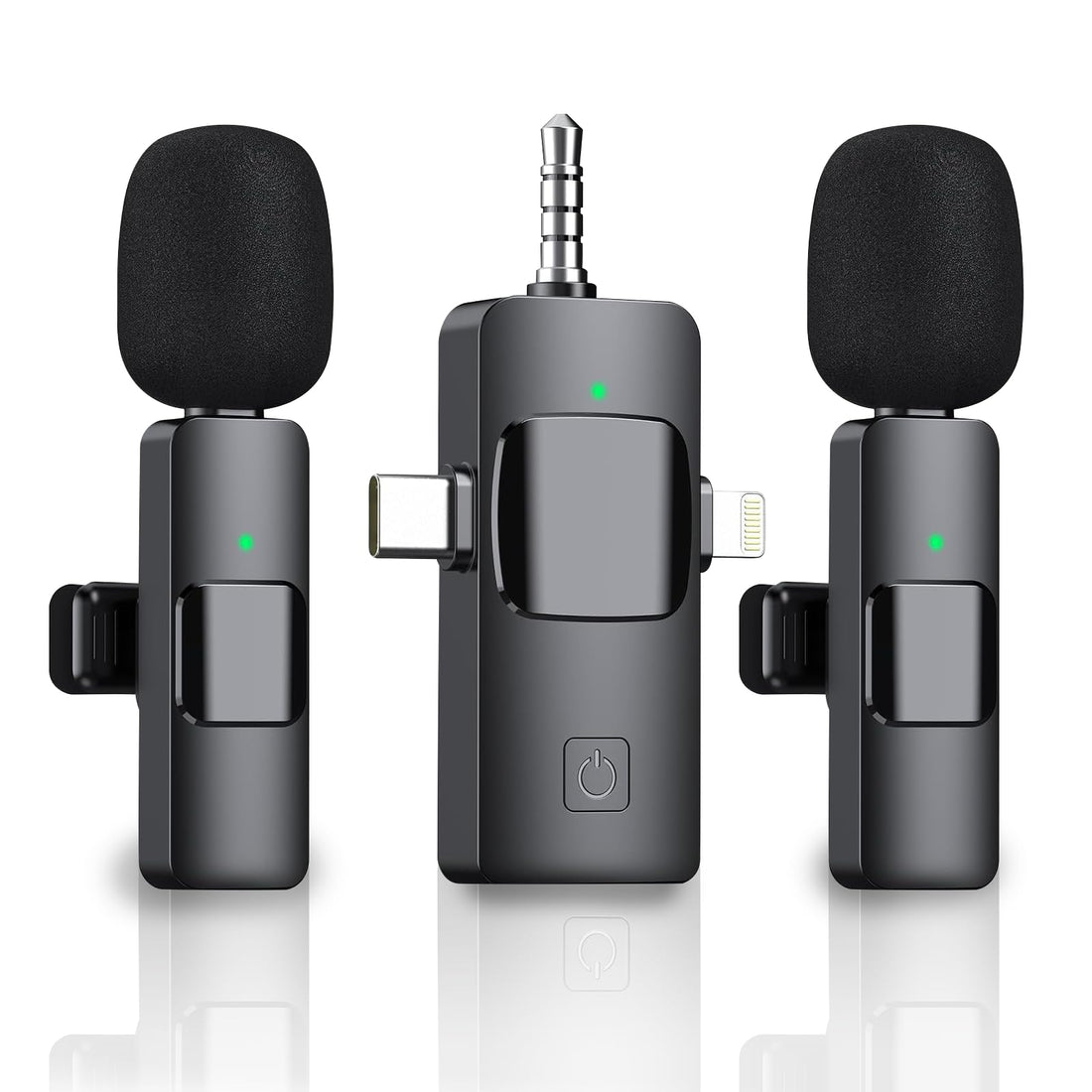 Newnik 3 in 1 Wireless Lavalier Microphone for iPhone iPad Android,Cordless 8 Hours Lightweight Noise Reduction Crystal ...