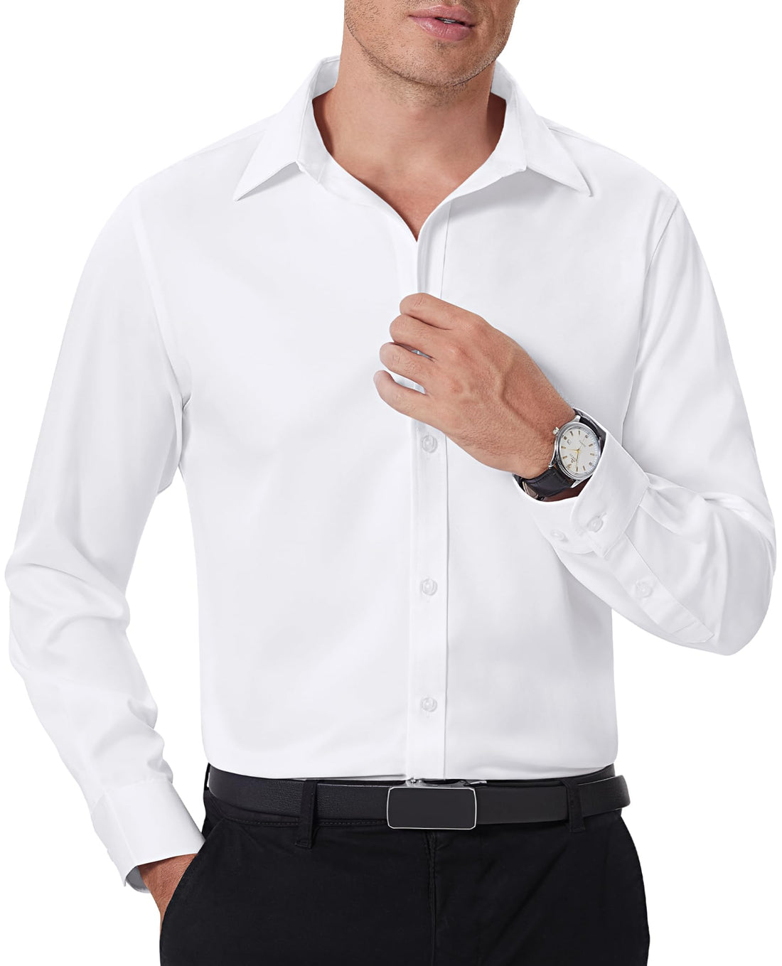Stain-Resistant Slim Fit Dress Shirts for Men