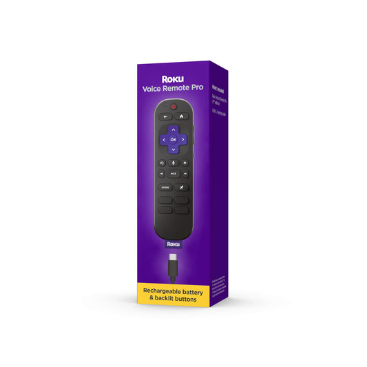 Roku Voice Remote Pro (2nd Ed.) | Rechargeable TV Remote Control with Hands-free Voice Controls, Backlit Buttons, ⁘ Lost Remo