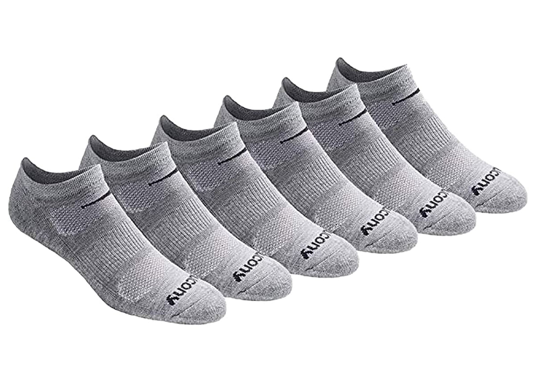 Grey No-Show Performance Socks Multi-Pack for Men - 6 Pairs, Sizes 8-12 US