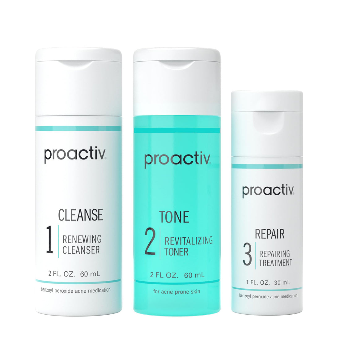 Proactiv 3 Step Acne Treatment - Benzoyl Peroxide Face Wash, Repairing Acne Spot Treatment for Fac...