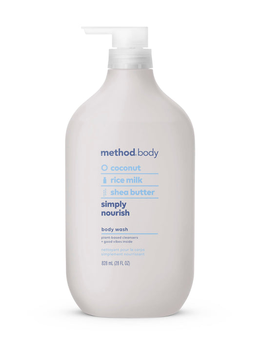 Natural and gentle body wash for sensitive skin, 28 oz bottle.