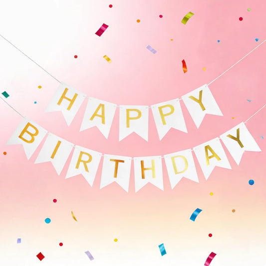 Gold Happy Birthday Fishtail Banner