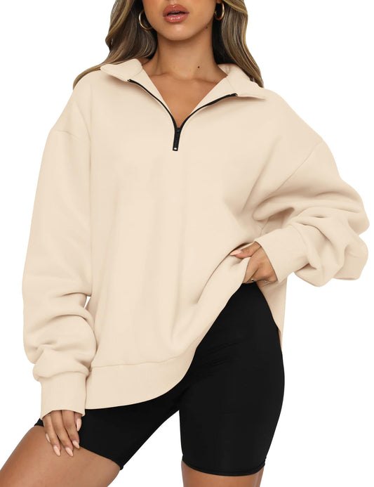 Trendy Queen Womens Oversized Sweatshirts Hoodies Half Zip Pullover Fall Fashion Outfits 2024 Y2k ...