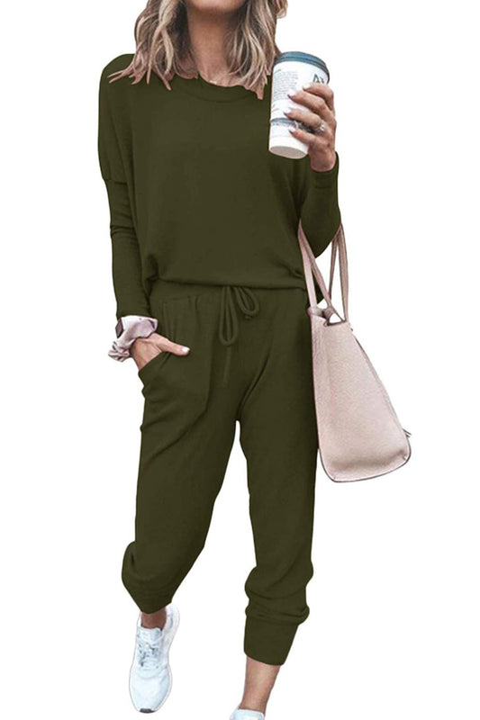 PRETTYGARDEN Womens Long Sleeve Crewneck Pullover Tops And Long Pants Tracksuit.