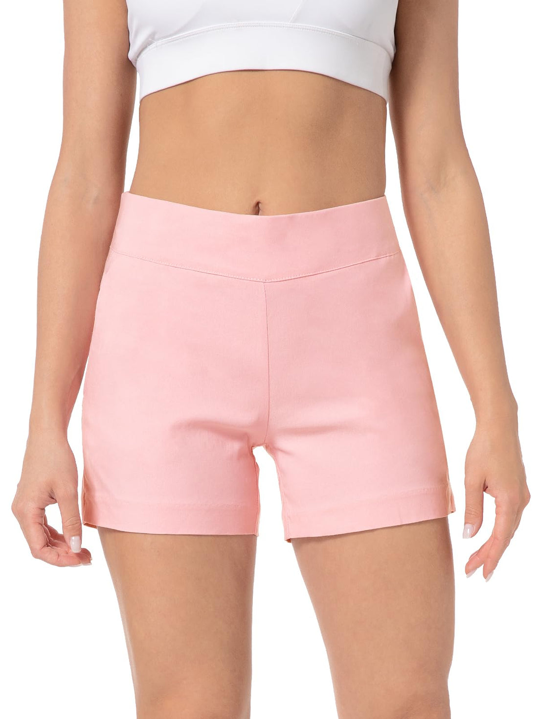JAMfit Women's High Waisted Elastic Chino Shorts