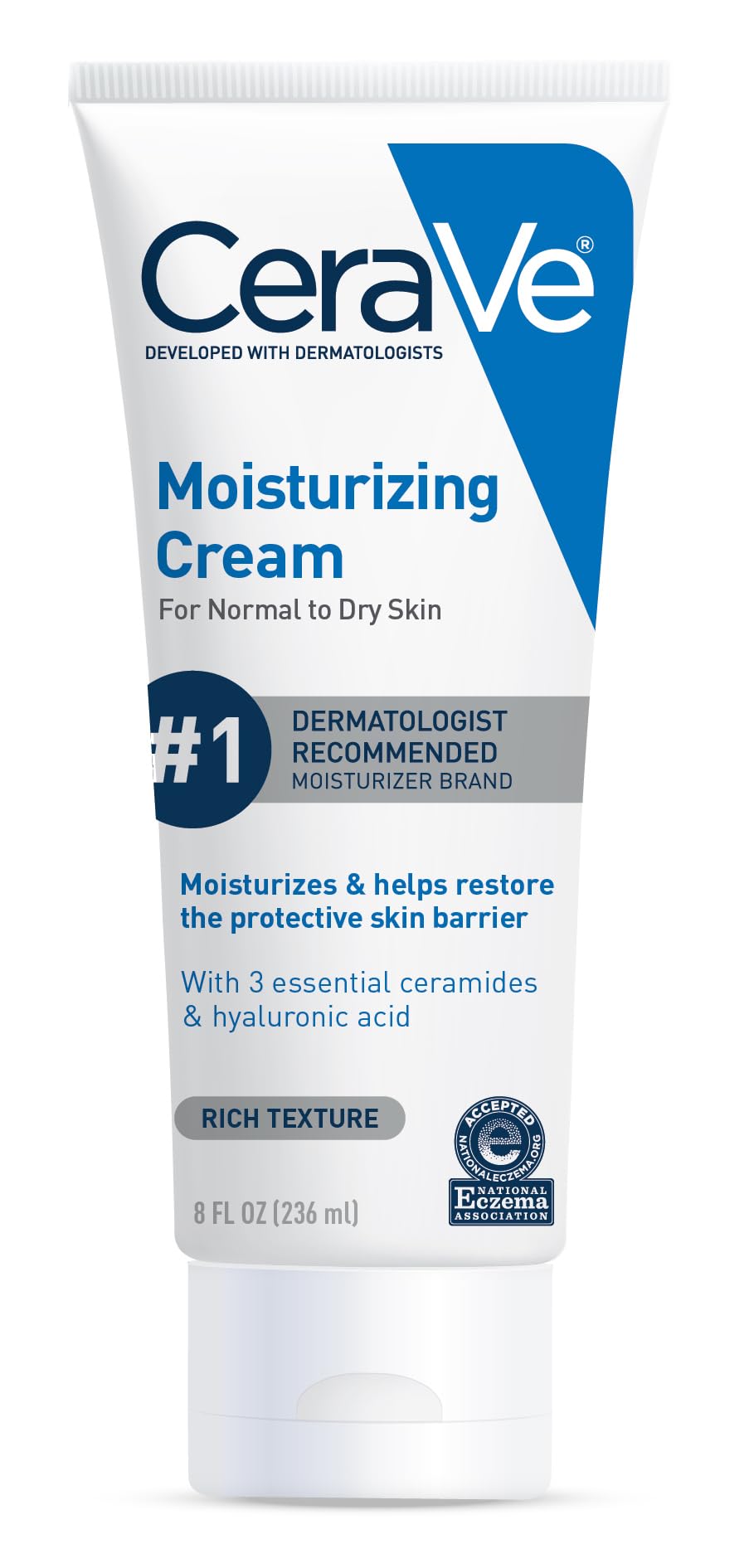 CeraVe Moisturizing Cream, Face Body Moisturizer, Normal to Dry Skin, 8 Fl Oz.