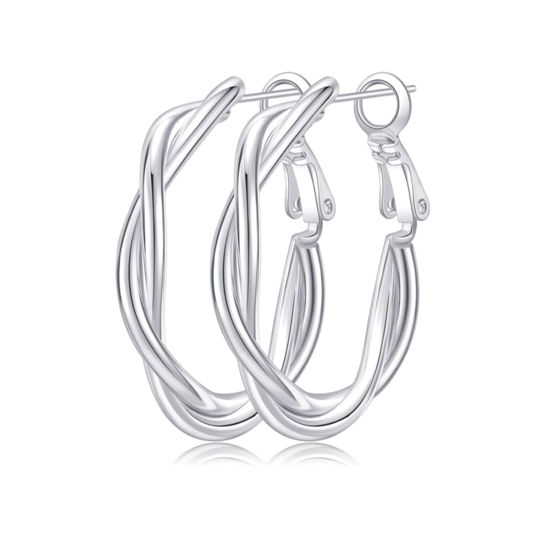 Sterling Silver Twisted Hoop Earrings for Women - Hypoallergenic Accessory