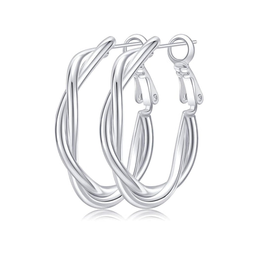 Sterling Silver Twisted Hoop Earrings for Women - Hypoallergenic Accessory