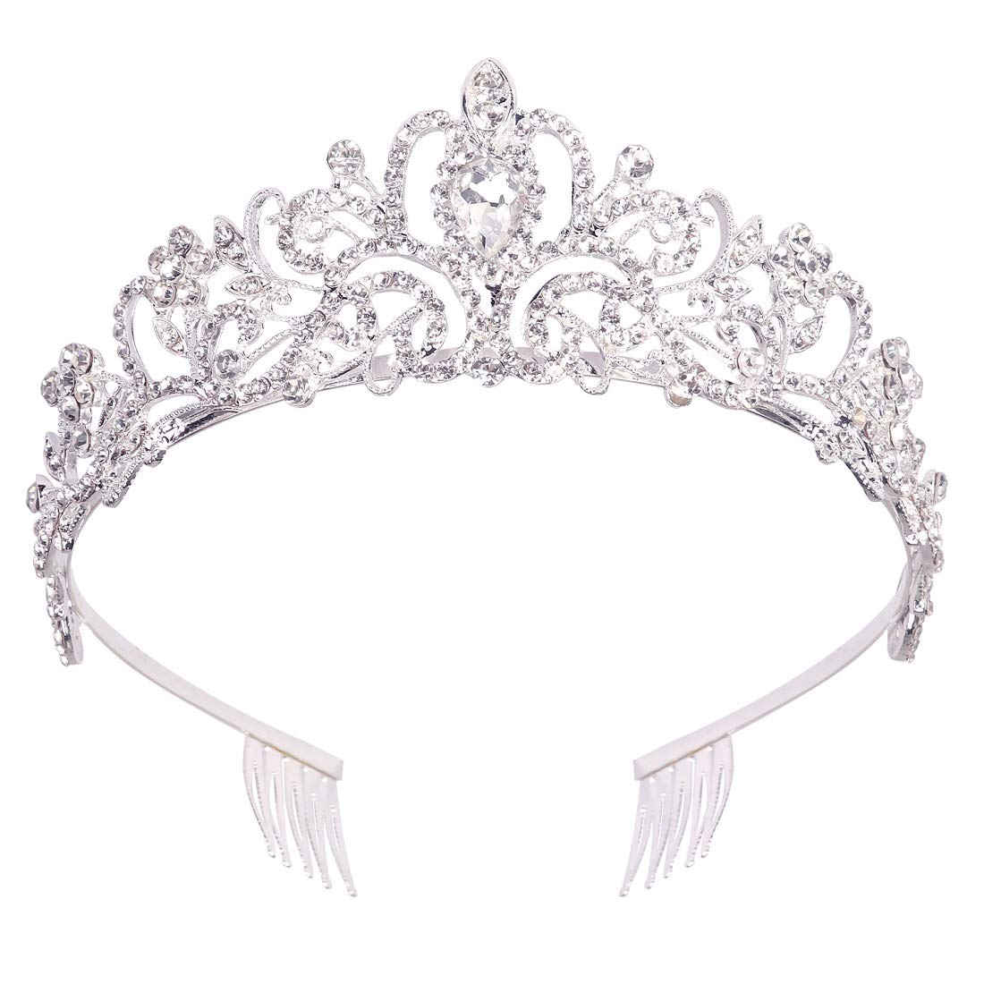 Didder Silver Crystal Tiara Crown Headband Princess Elegant Crown with combs for Women Girls Brida...