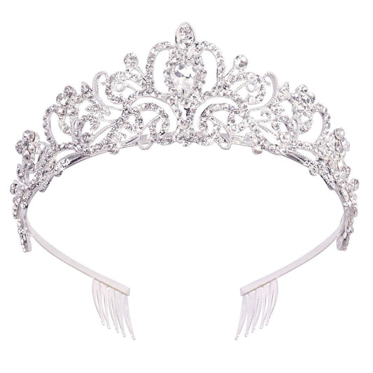 Didder Silver Crystal Tiara Crown Headband Princess Elegant Crown with combs for Women Girls Brida...