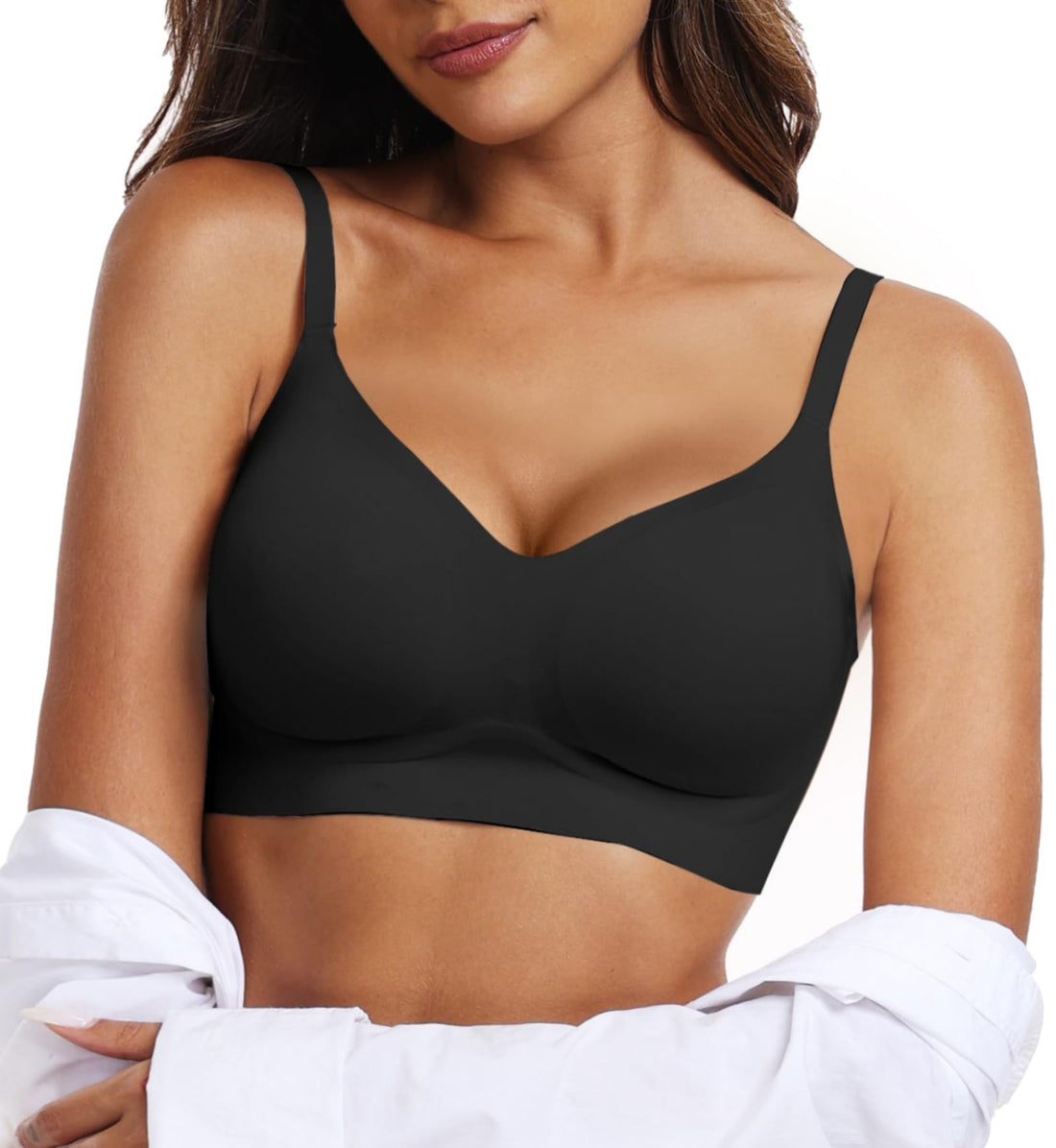 Wireless V-Neck Bralette for Women, Comfortable Everyday Wear Bras.