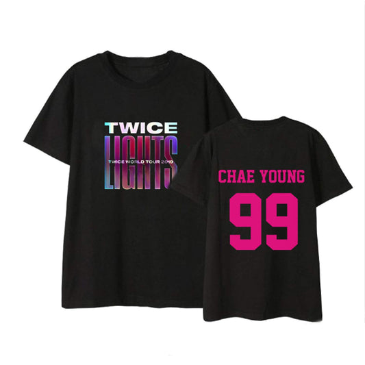 Xkpopfans Kpop Twice T-Shirt TWICELIGHTS Concert Tshirts Mina Sana Momo Tzuyu Tee Shirt.