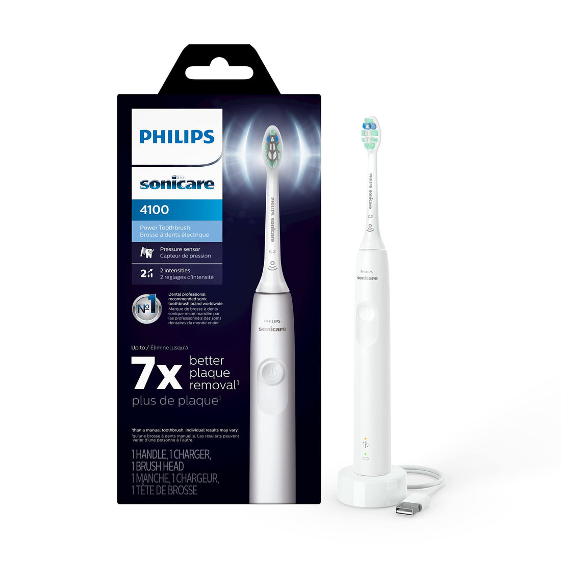 Philips Sonicare 4100 Rechargeable Electric Toothbrush for Healthy Smiles Daily.