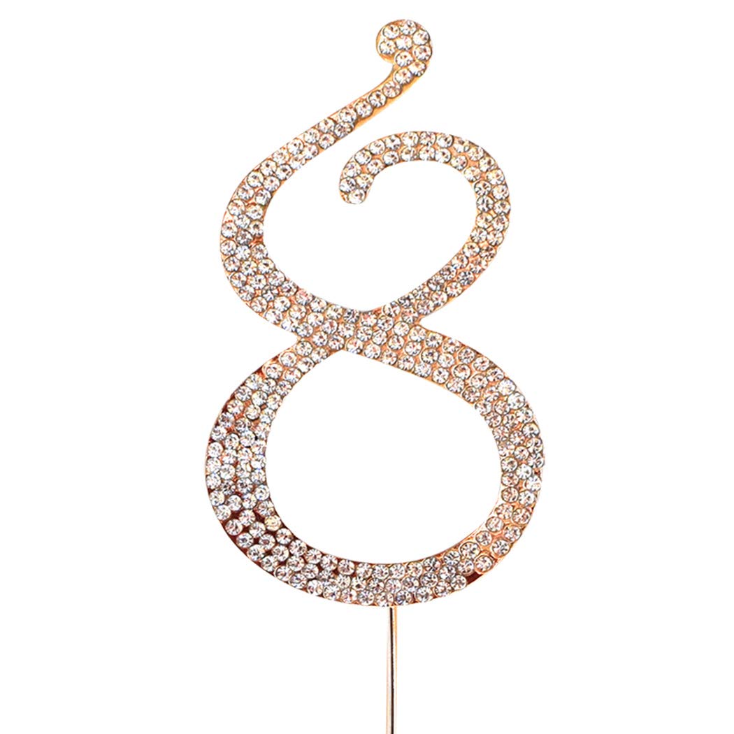 Gold Crystal 8th Birthday or Anniversary Party Cake Topper Decoration