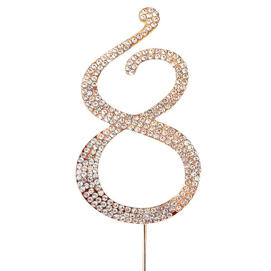 Gold Crystal 8th Birthday or Anniversary Party Cake Topper Decoration