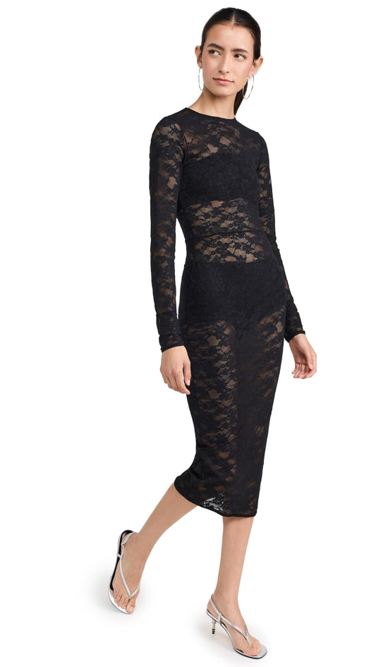 Elegant and Comfortable Multifit Lace Long Sleeve Fitted Dress