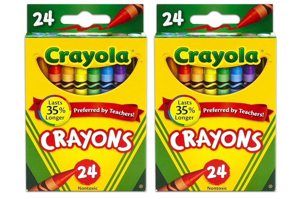 Crayola 24 Count Box of Crayons Non-Toxic Color Coloring School Supplies (2 Pack).