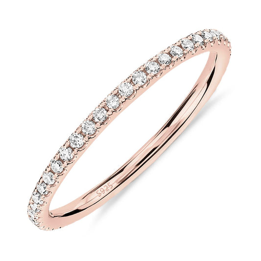 Elegant and Timeless 14K Gold Paved Simulated Diamond Eternity Ring