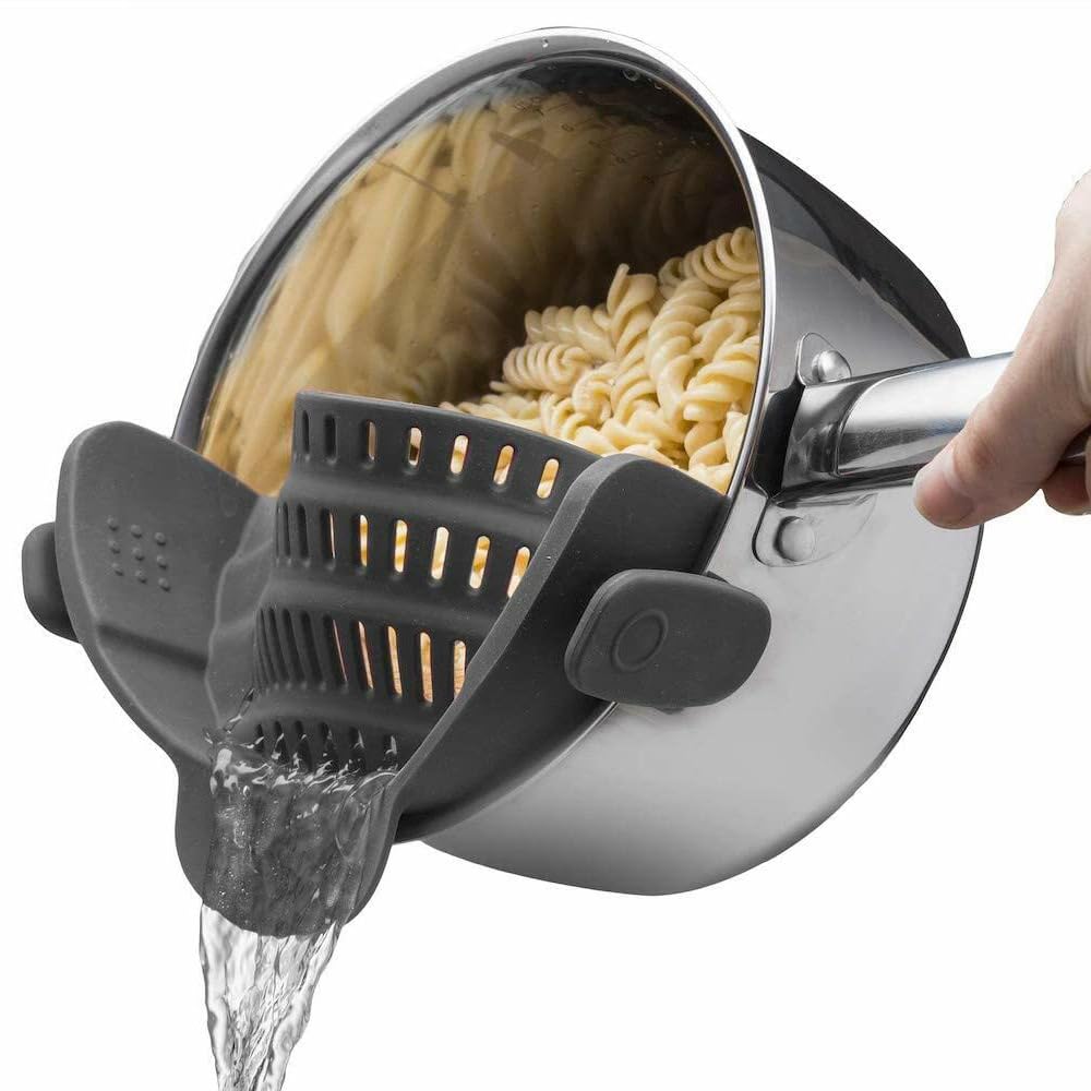 1pc Silicone Strainer, Adjustable Clip On Pantry Drainer for Pans ⁘ Bowls, Heat Resistant Fruit ...
