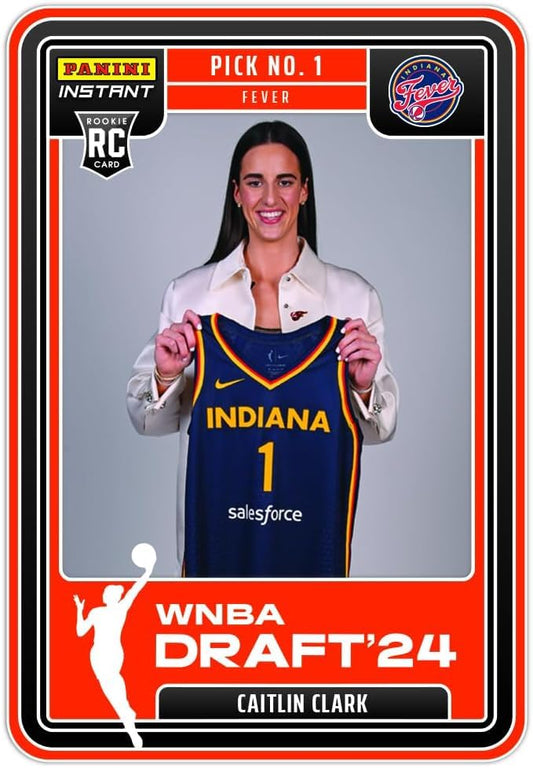 Caitlin Clark Rookie Card 2024 Panini Instant Indiana Fever First WNBA Card.