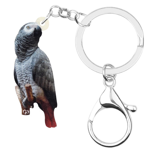 African Grey Parrot Keychain Acrylic Cute Bird Keyring Wallet Decoration for Women Girl Charm Gift...