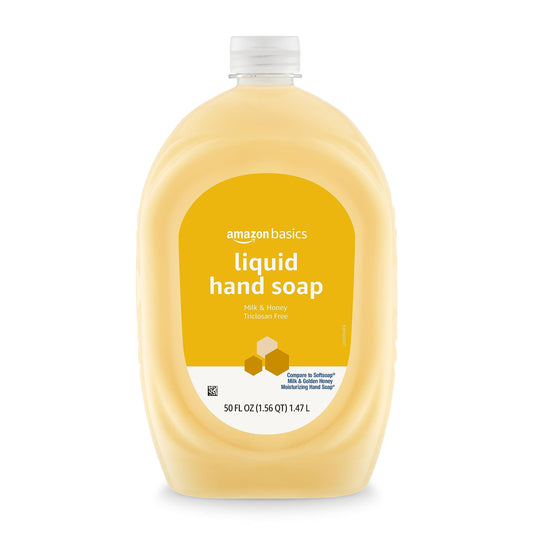 Amazon Basics Liquid Hand Soap Refill, Milk and Honey Scent, Triclosan-free, 50 Fluid Ounces, Pack...