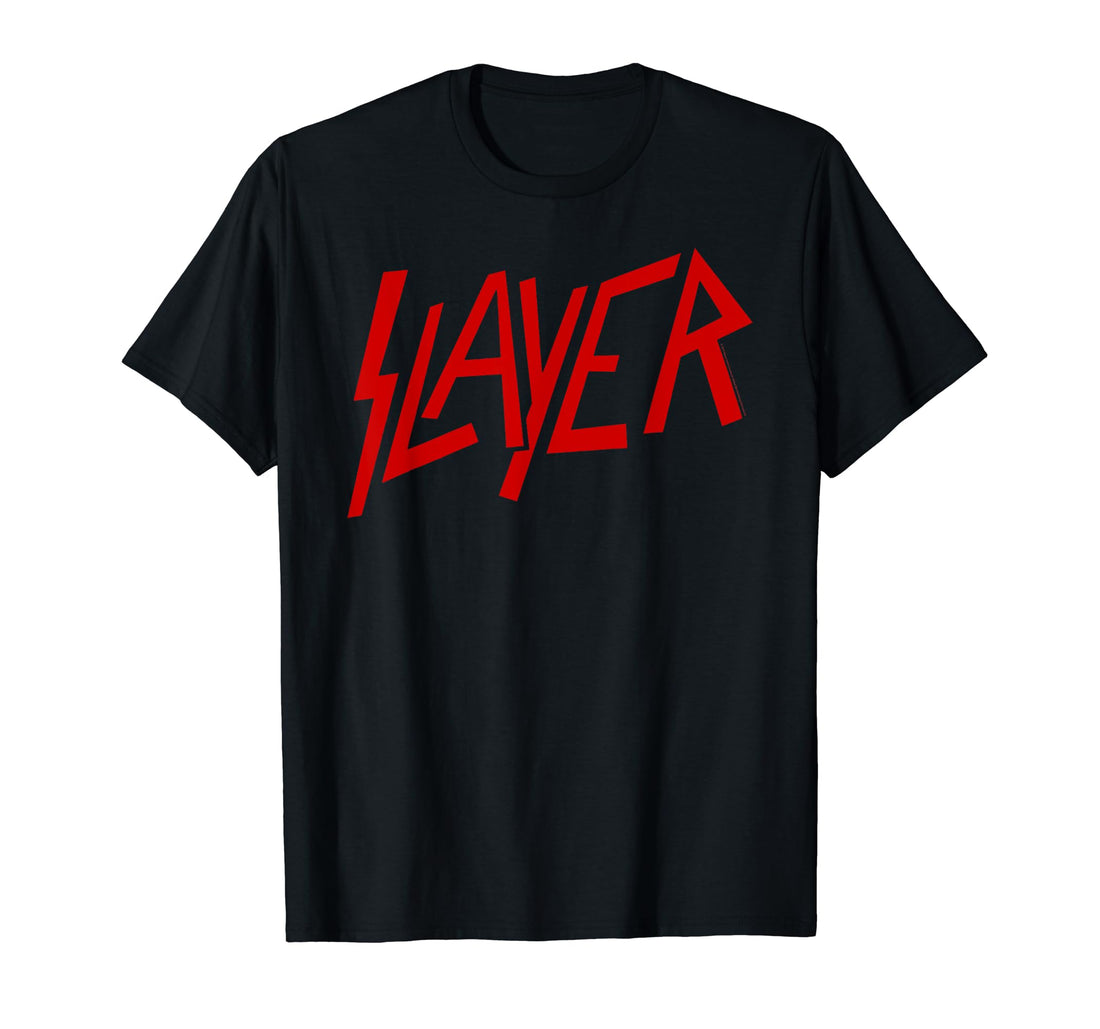 Slayer Official Classic Logo T-Shirt - Black, Crew Neck, Short Sleeve, Casual ⁘ Fitness (Polyester, ...