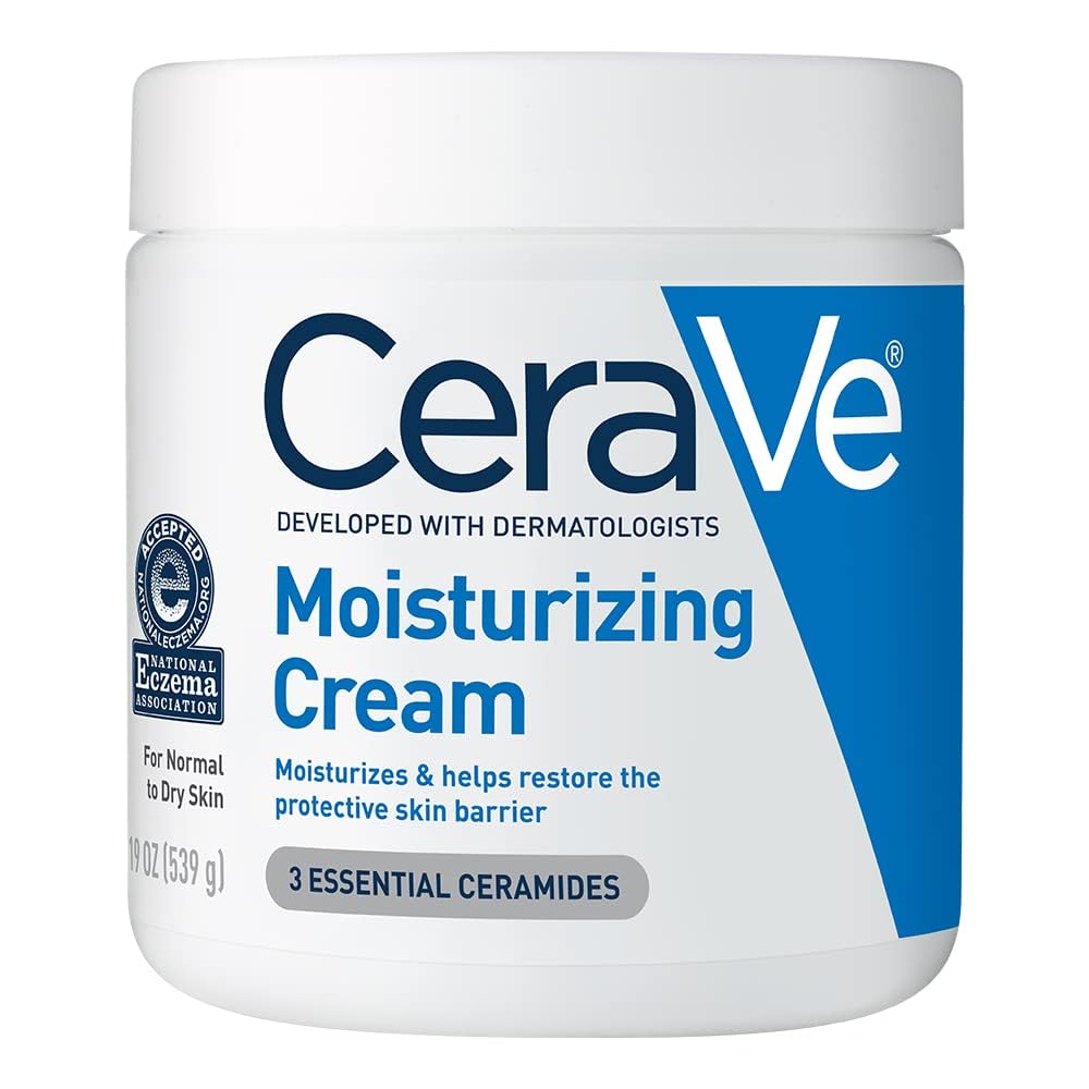 CeraVe Moisturizing Cream for Dry Skin with Hyaluronic Acid Benefits.