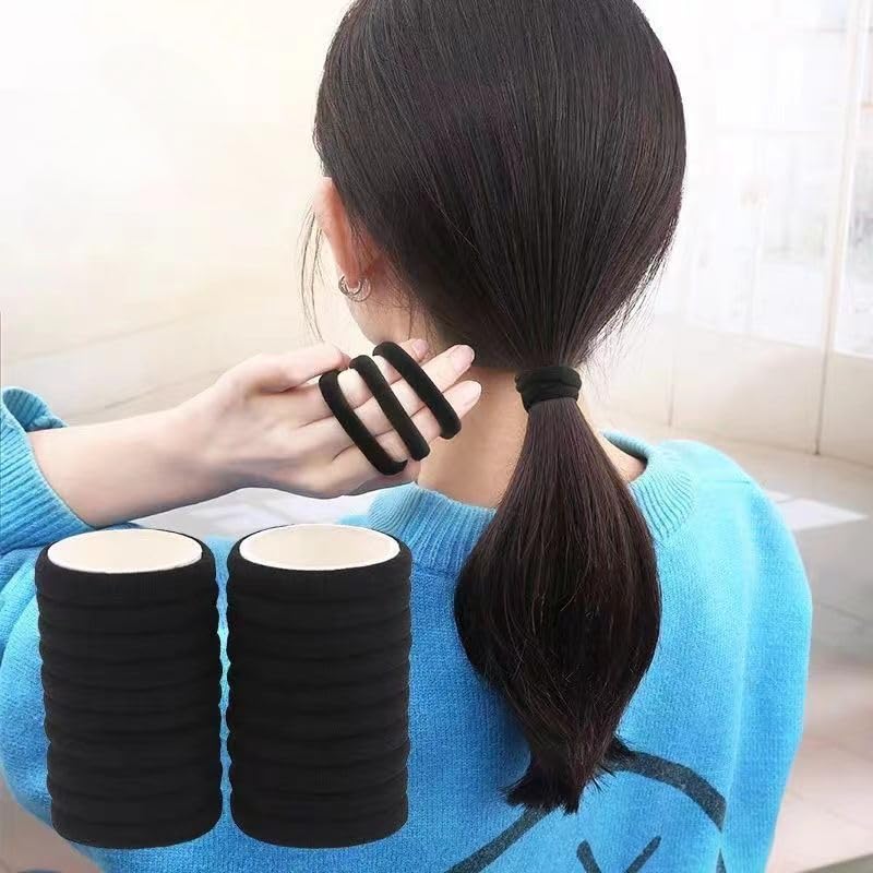 Women's Black Elastic Hair Ties for Ponytails