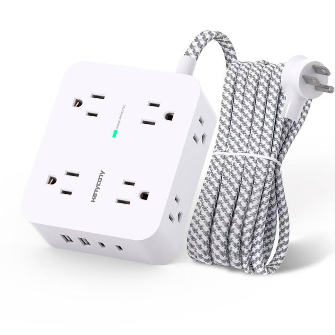 Surge Protector Power Strip with USB Charging Ports and Braided Extension Cord