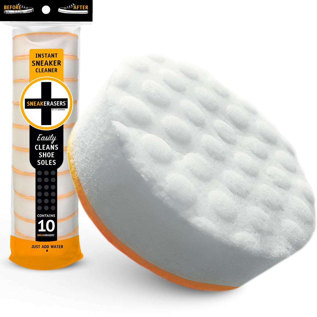 SneakERASERS Instant Sole and Sneaker Cleaner, Premium, Disposable, Dual-Sided Sponge for Cleaning ⁘ Whitening Shoe ...