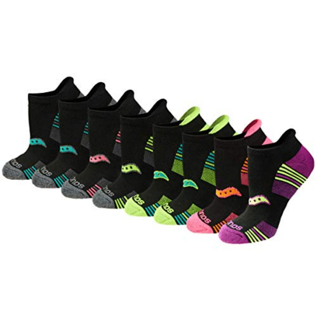Saucony Women's RunDry Athletic Socks - Heel Tab Performance Socks (8 Pairs)