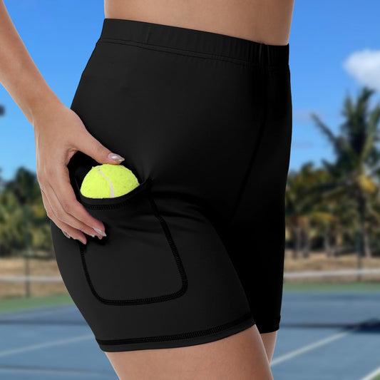 High Waist Workout Shorts with Pockets for Women