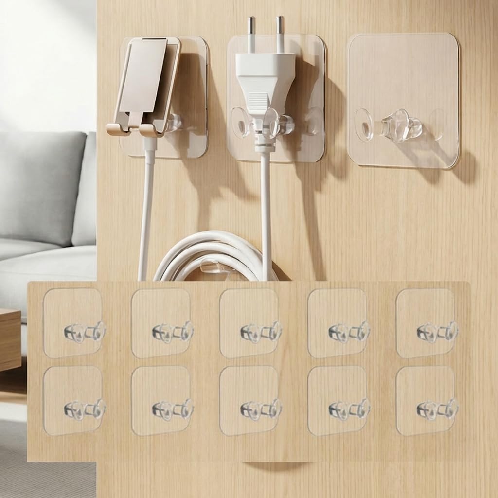 Adhesive Power Plug Hooks for Charging Organization