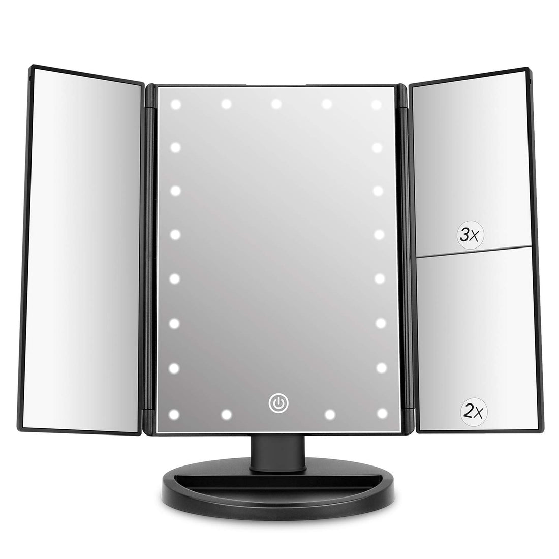 LED Lighted Vanity Mirror with Touch Screen and Multiple Magnification.