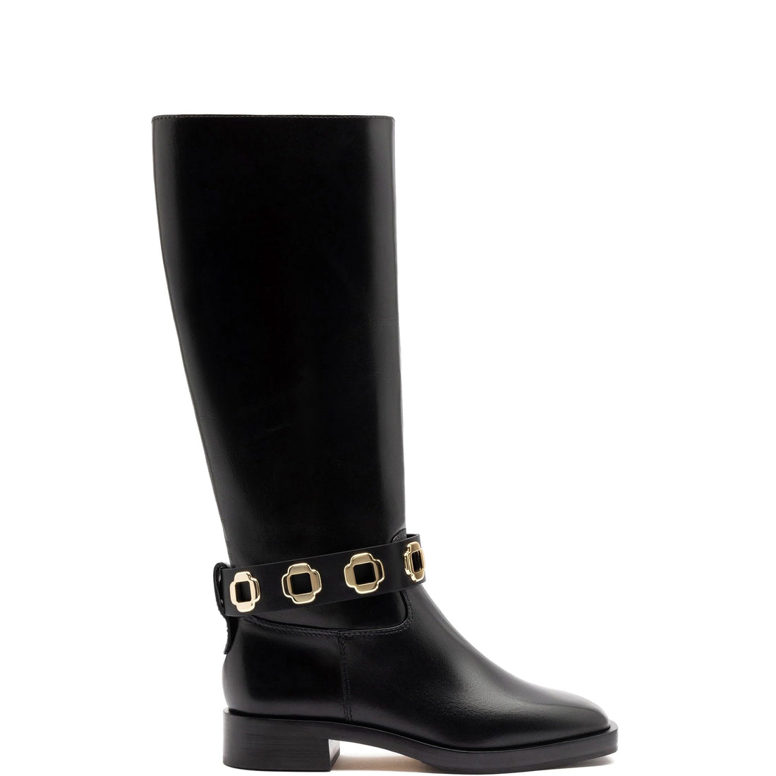 Larroudé Milan Flat Boot In Black Leather.