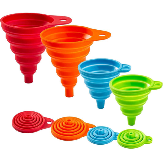 4 Pack Foldable Silicone Funnels for Easy Liquid Filling