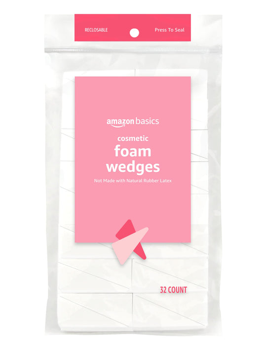 Amazon Basics Cosmetic Foam Wedges For Makeup, 32 Count.