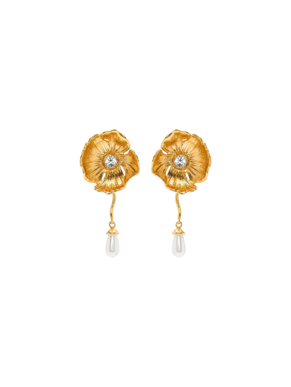 Oscar de la Renta, Pearl Drop Flower Earrings.