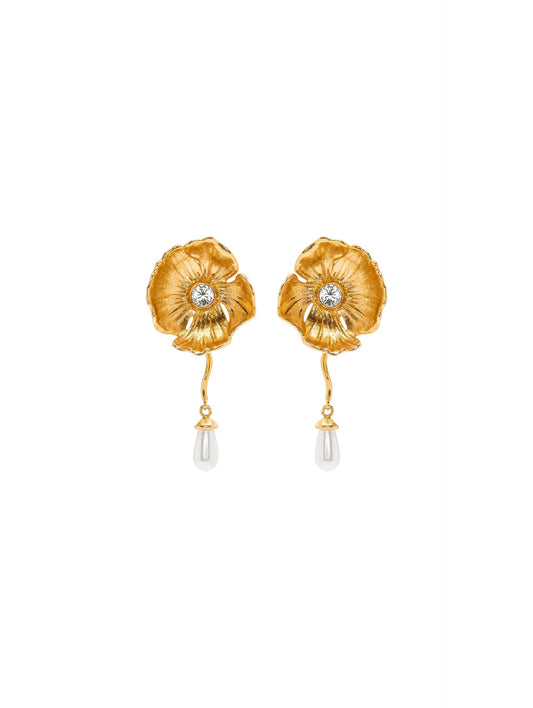 Oscar de la Renta, Pearl Drop Flower Earrings.