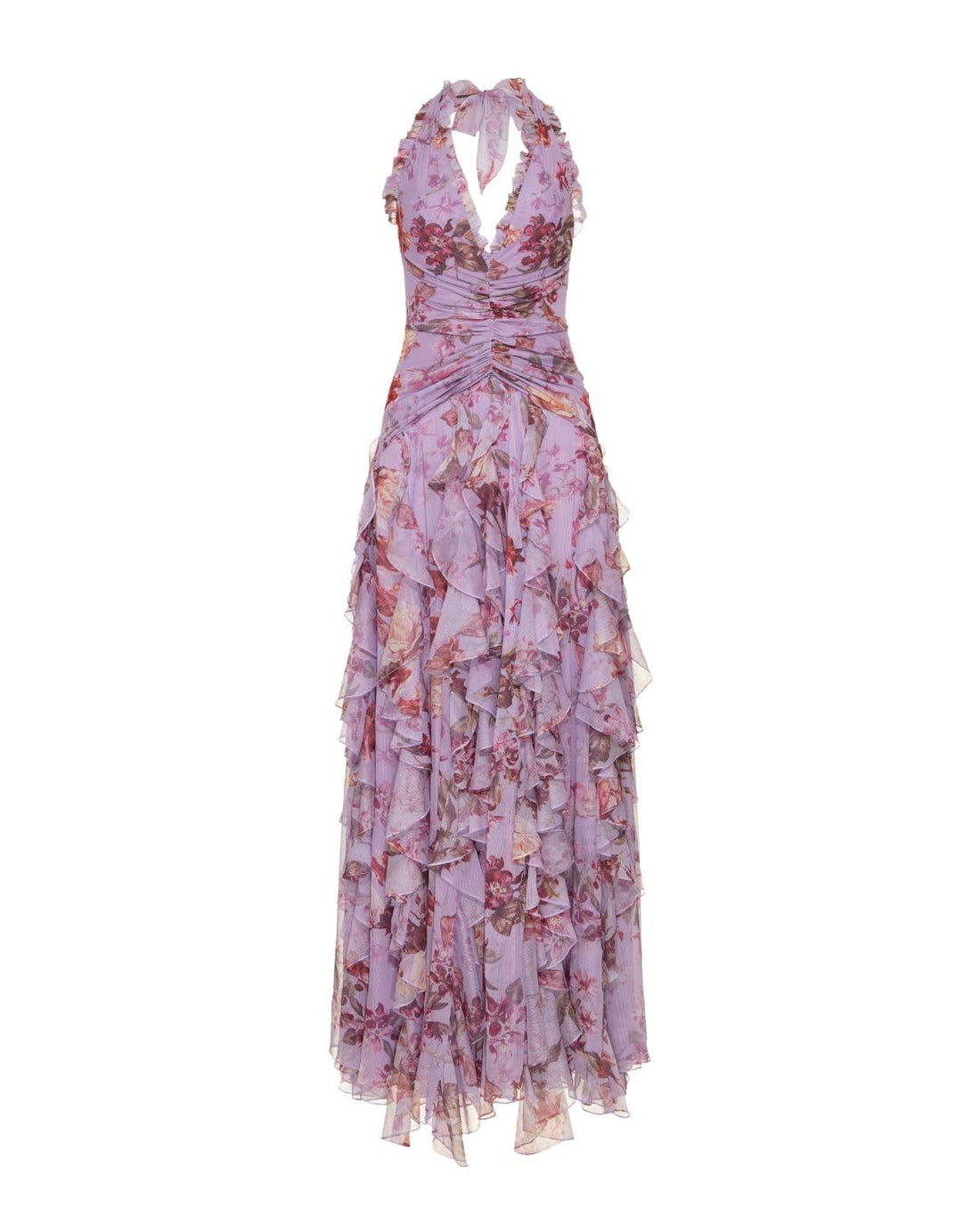 Ethereal Floral Haze Maxi Dress with Light Tulle Embellishments