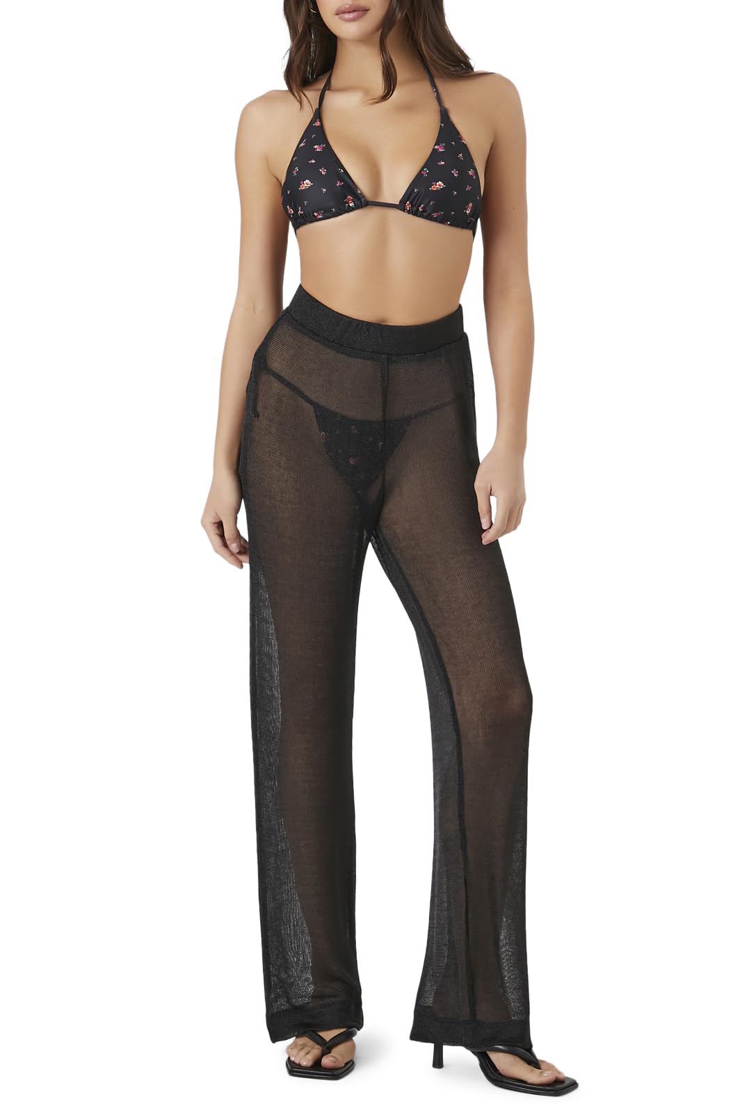 Sultry Black Sheer High-Rise Pants for the Fashionably Fearless Woman.