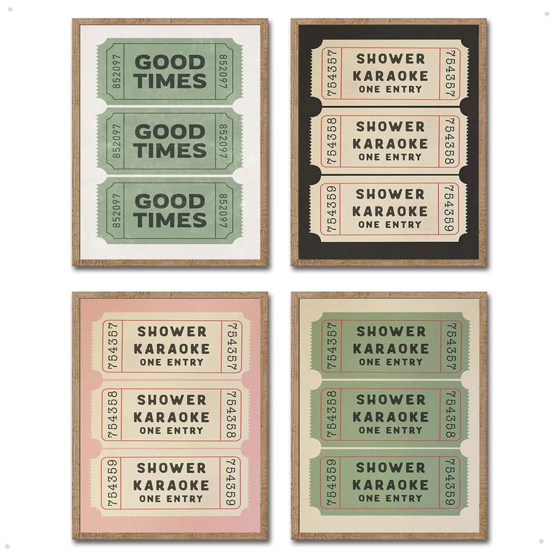 Retro Shower Karaoke Wall Art Set