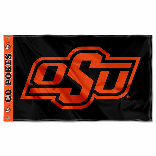 College Flags ⁘ Banners Co. Oklahoma State Cowboys Printed Header 3x5 Foot Banner Flag.